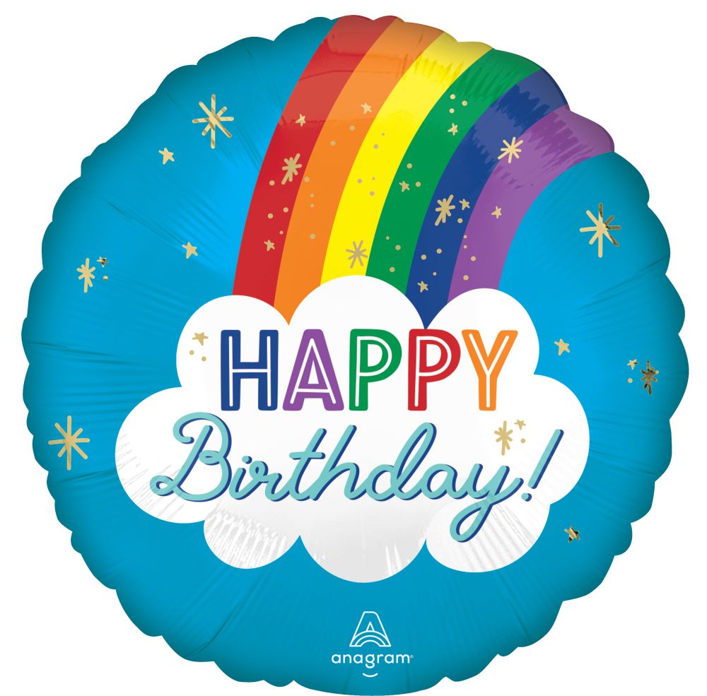 Standard Satin Happy Birthday Rainbow Balloon