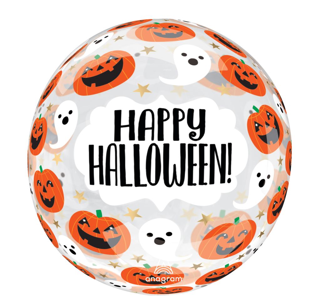 18" Clearz Fun and Spooky Pumpkins and Ghosts Balloon