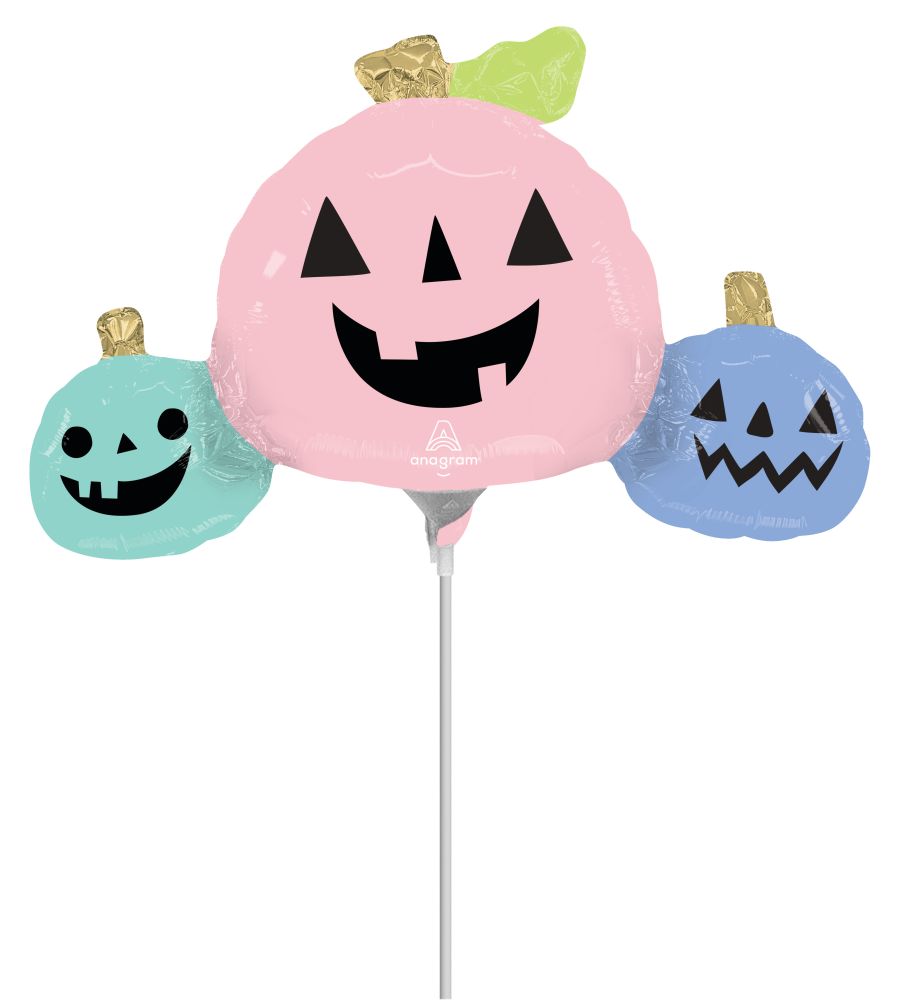 MiniShape Pastel Halloween Pumpkins Balloon (Inflated with Cup and Stick)