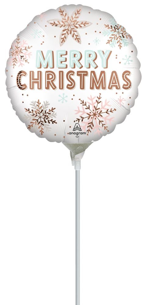 09" Satin Christmas Winter Wonderland Balloon (Inflated with Cup and Stick)