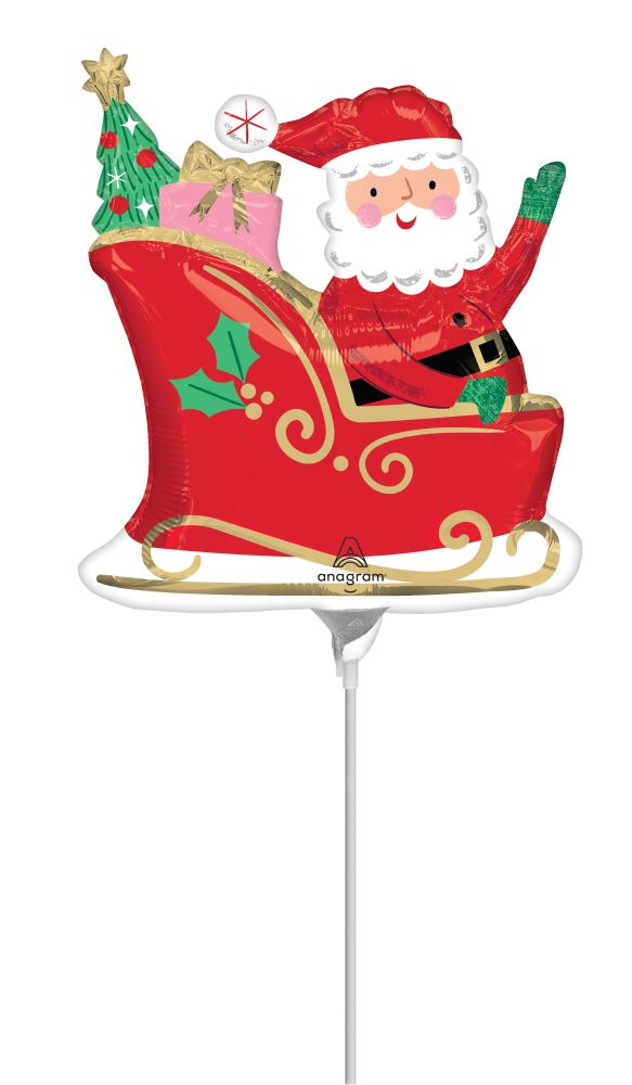 MiniShape Starry Night Santa Balloon (Inflated with Cup and Stick)
