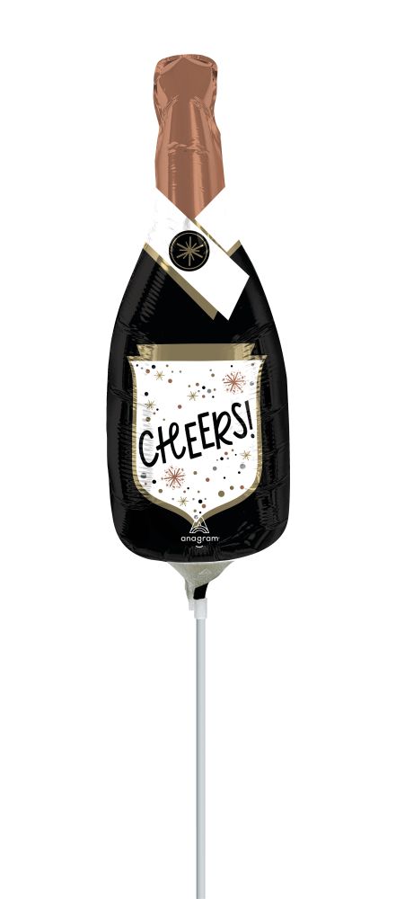 MiniShape Cheers Confetti Bubbly Bottle Balloon (Inflated with Cup and Stick)