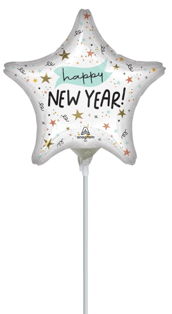 09" New Year Star Balloon (Inflated with Cup and Stick)