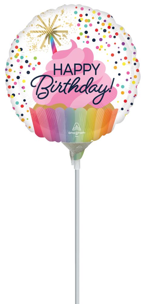04" Confetti Sprinkle Birthday Balloon (Inflated with Cup and Stick)