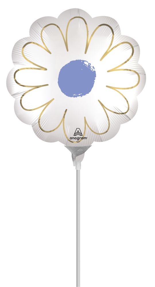 MiniShape Satin Purple Daisy Balloon (Inflated with Cup and Stick)