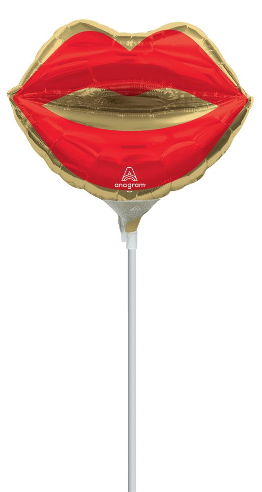 MiniShape Kiss Lips Balloon (Inflated with Cup and Stick)