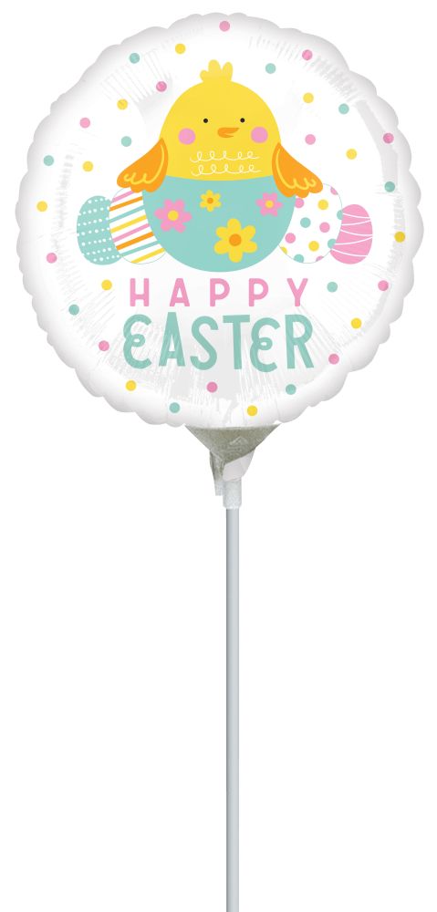 09" Happy Easter Tweetings Balloon (Inflated with Cup and Stick)