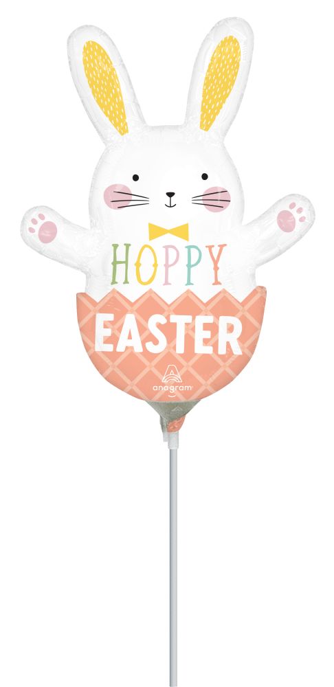 MiniShape Hoppy Easter Bunny Balloon (Inflated with Cup and Stick)