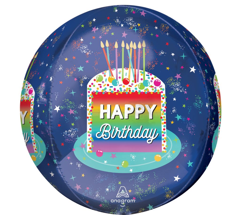 Orbz Rainbow Slice Happy Birthday Balloon