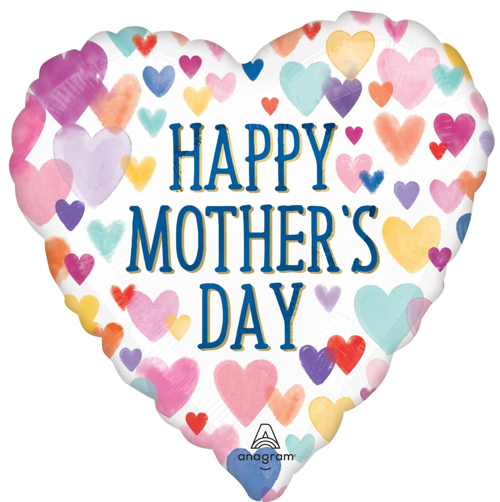 Standard Happy Mothers Day Sprinkled Hearts Balloon