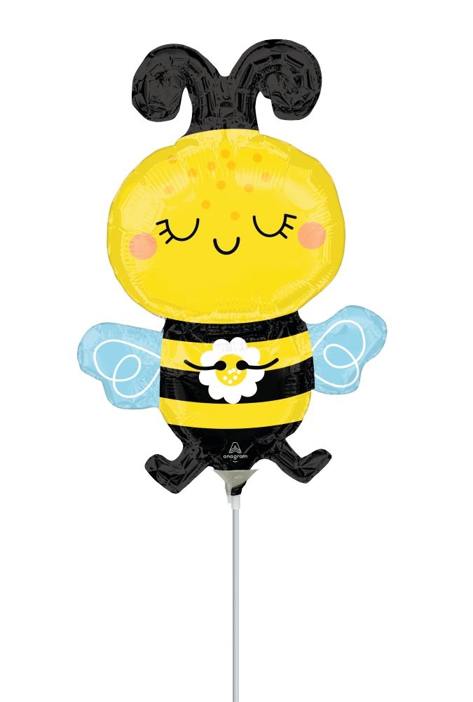 Minishape Happy Bee Balloon (Inflated with Cup and Stick)