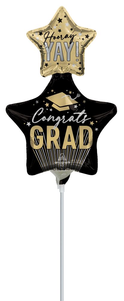 Minishape Stripes On Stripes Grad Stars Balloon (Inflated with Cup and Stick)