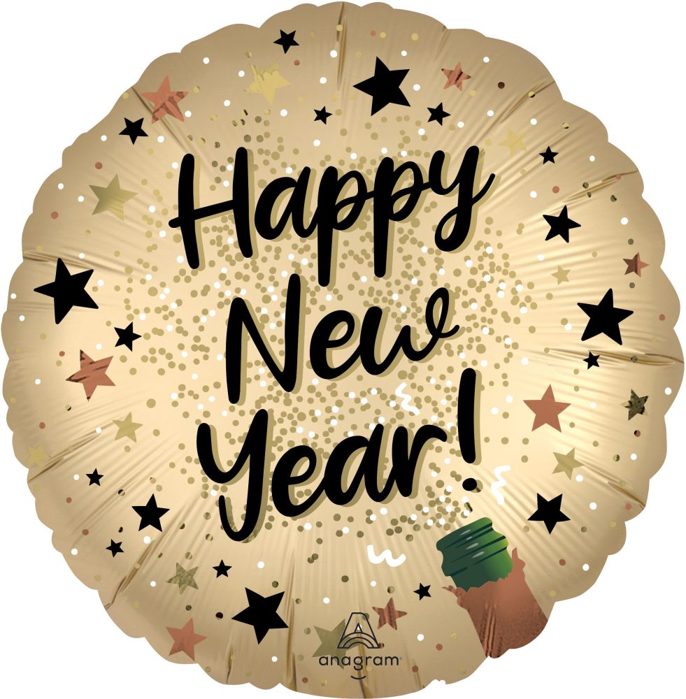 Standard Satin Natural Sparkle HNY Balloon