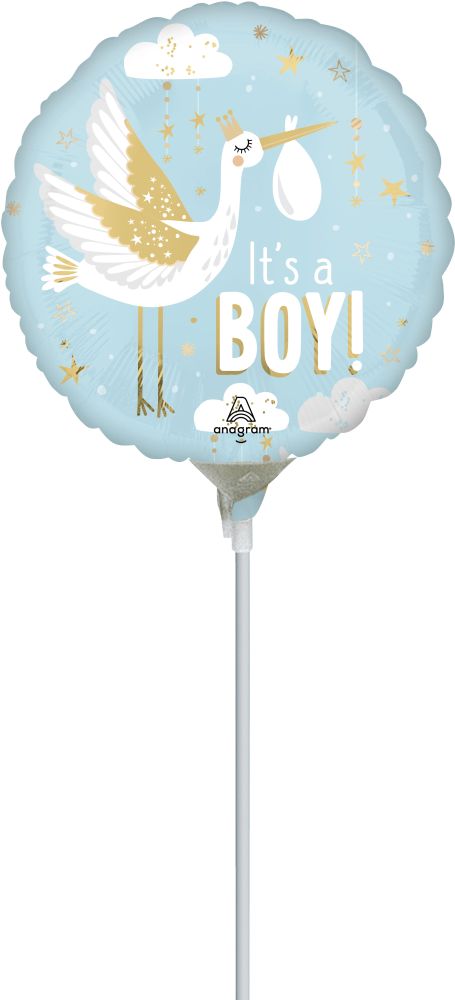 04" Satin Special Delivery Baby Boy Balloon (Inflated with Cup and Stick)
