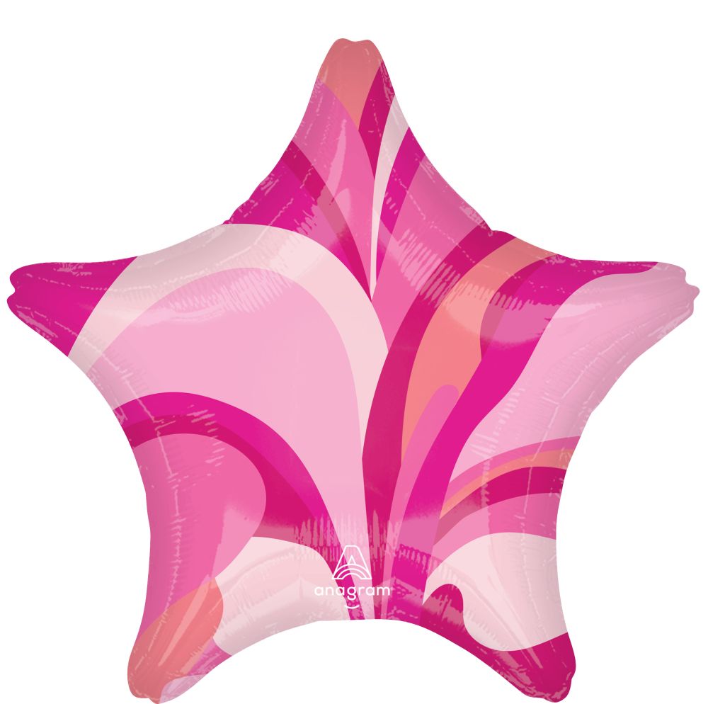 18" Vibrant Marble Pink Star (non-packaged) Balloon