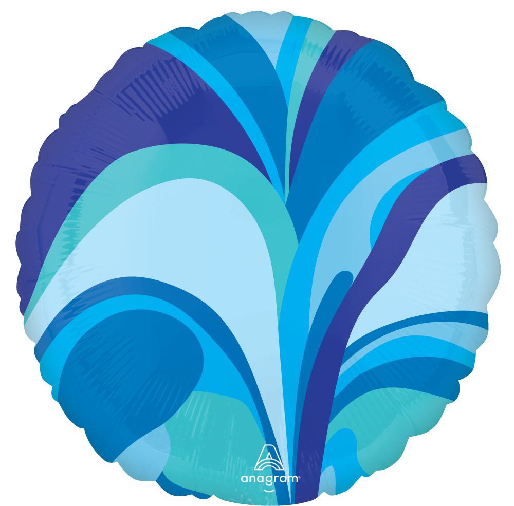 18" Vibrant Marble Blue Circle (non-packaged) Balloon