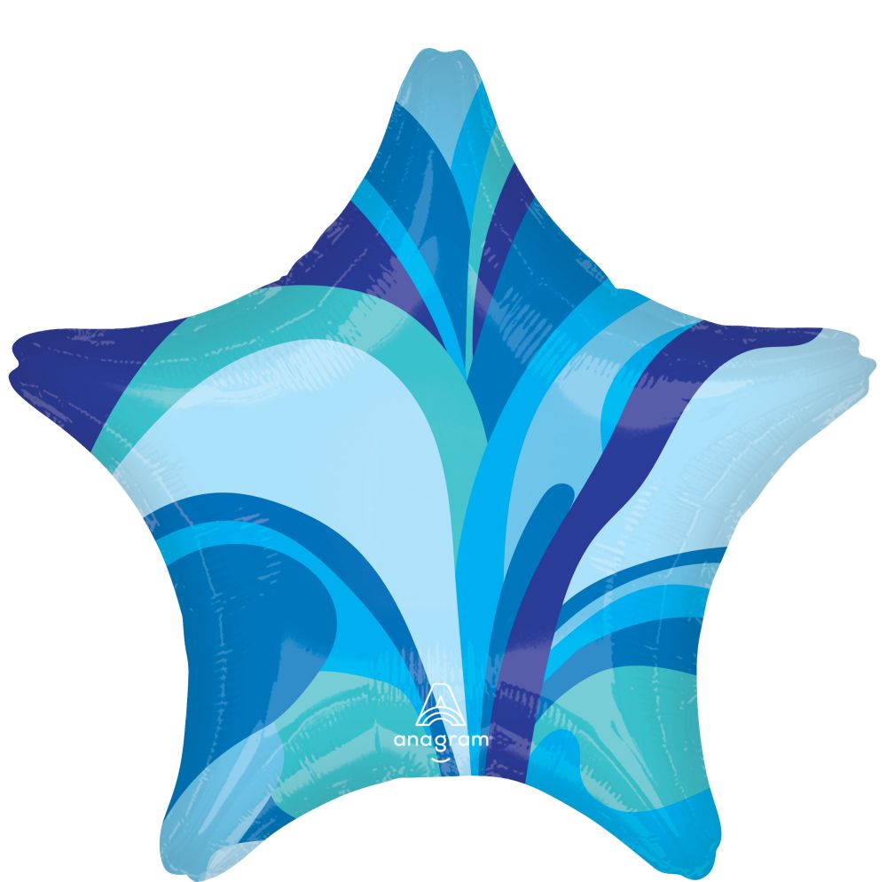 18" Vibrant Marble Blue Star (non-packaged) Balloon