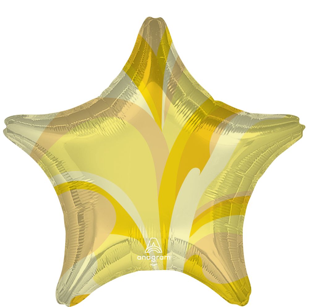 18" Vibrant Marble Gold Star Balloon