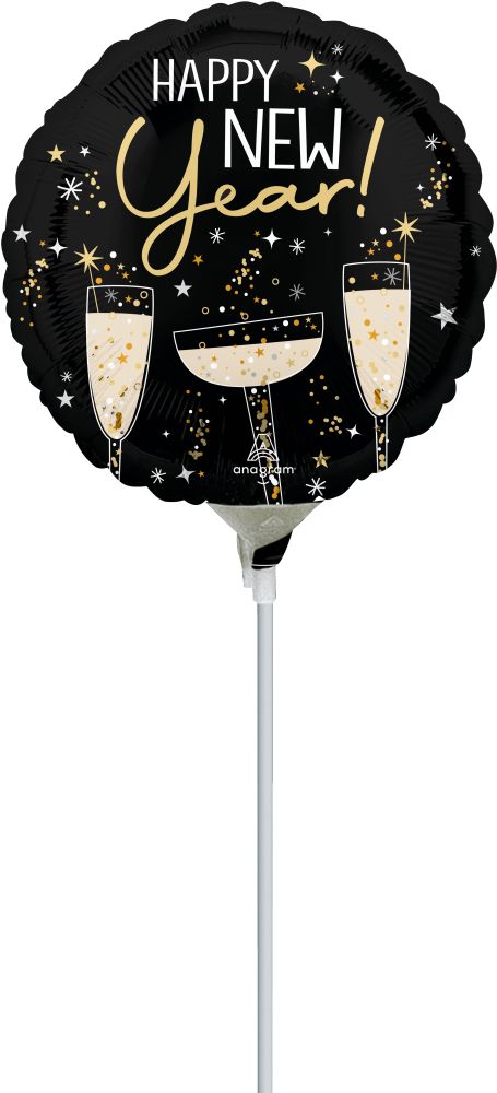 09" Bubbly New Year Balloon (Inflated with Cup and Stick)