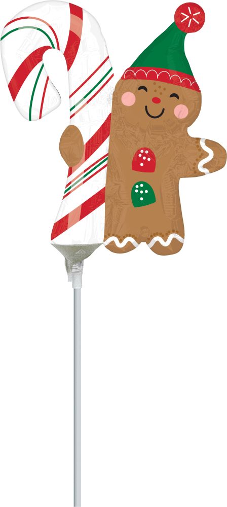 MiniShape Merry Christmints Gingerbread Man Balloon (Inflated with Cup and Stick)