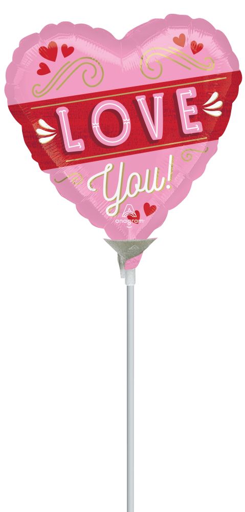 04" Retro Love Balloon (Inflated with Cup and Stick)