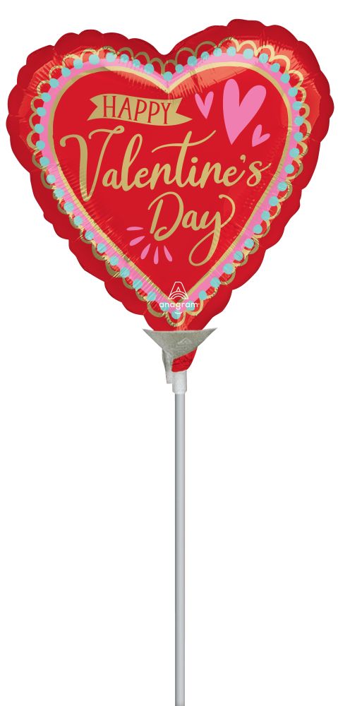 04" Happy Valentines Day Artistic Affection Balloon (Inflated with Cup and Stick)