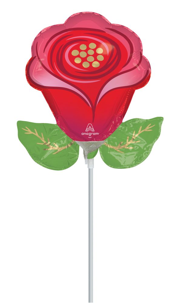 MiniShape Sending Flowers Rose Balloon (Inflated with Cup and Stick)