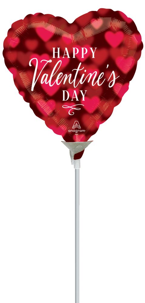 09" Happy Valentines Day Romantic Glow Balloon (Inflated with Cup and Stick)