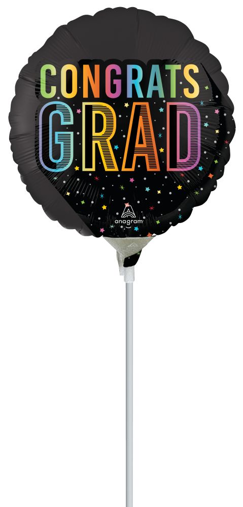 09" Satin Cosmic Future Grad Balloon (Inflated with Cup and Stick)