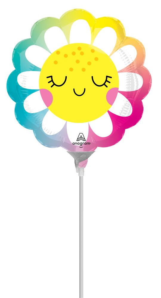 Mini Shape Happy Daisy Balloon (Inflated with Cup and Stick)
