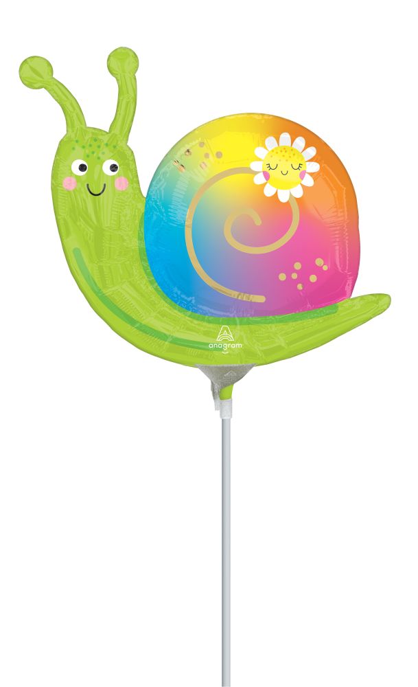 Mini Shape Happy Snail Rainbow Shell Balloon (Inflated with Cup and Stick)