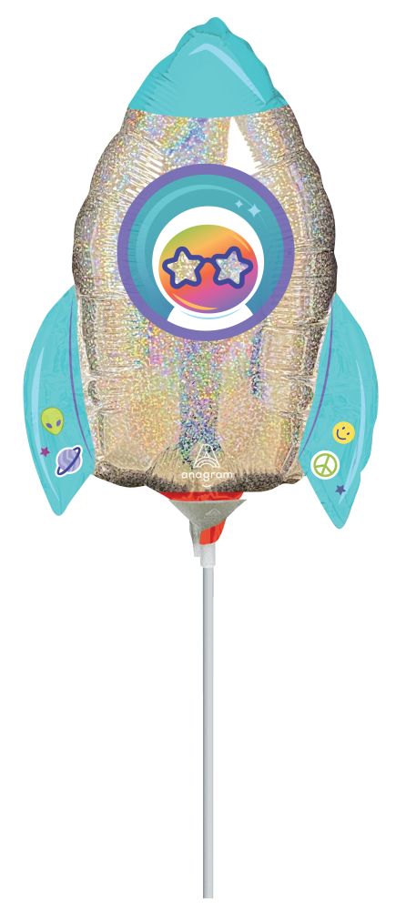 MiniShape Outer Space Rocket Ship Balloon (Inflated with Cup and Stick)