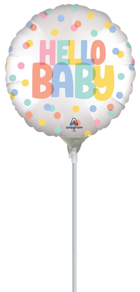 09" Satin Modern Baby Balloon (Inflated with Cup and Stick)