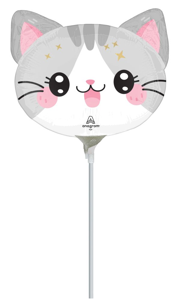 MiniShape Kawaii Kitty Balloon (Inflated with Cup and Stick)