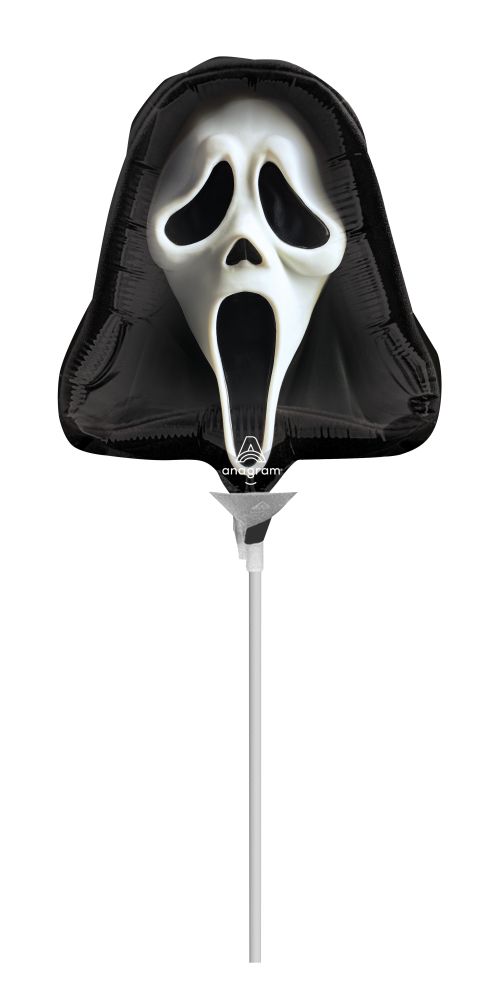 MiniShape Ghost Face Balloon (Inflated with Cup and Stick)