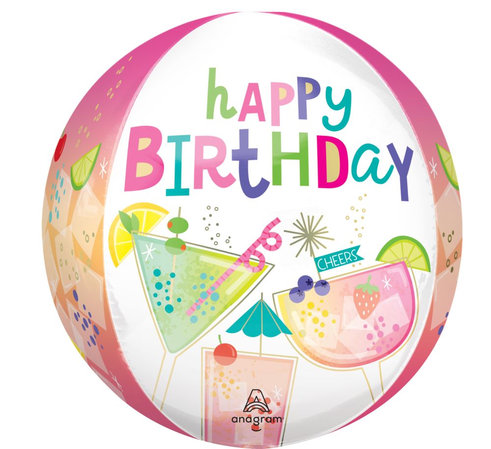 Orbz Cocktail Surprise Birthday Balloon