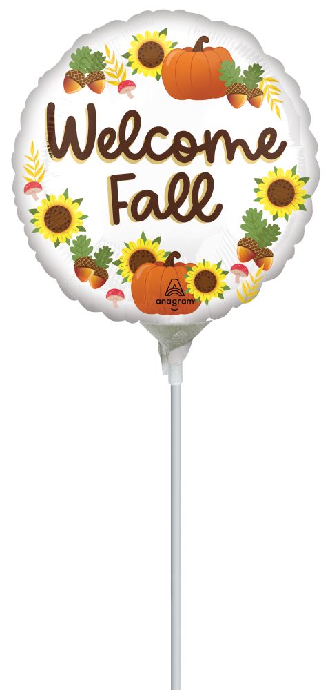 09" Welcome Fall Balloon (Inflated with Cup and Stick)