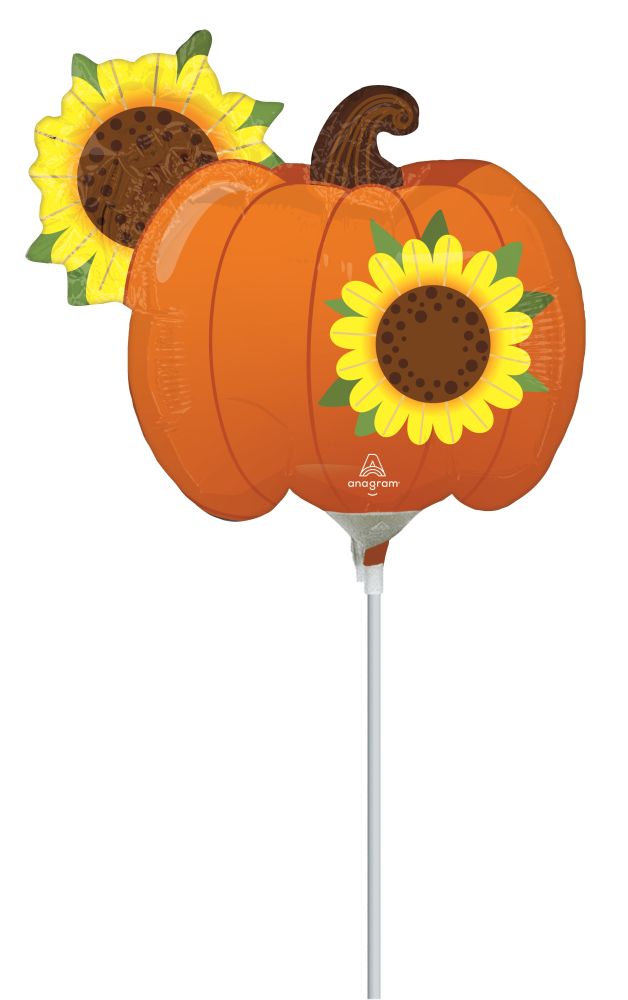 MiniShape Welcome Fall Pumpkin & Sunflowers Balloon (Inflated with Cup and Stick)
