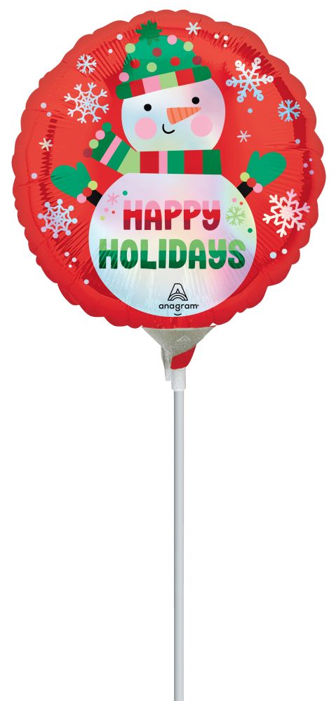 09" Shimmering Snowman Balloon (Inflated with Cup and Stick)