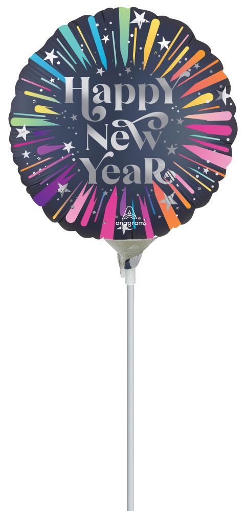 09" Satin New Years Blast Balloon (Inflated with Cup and Stick)