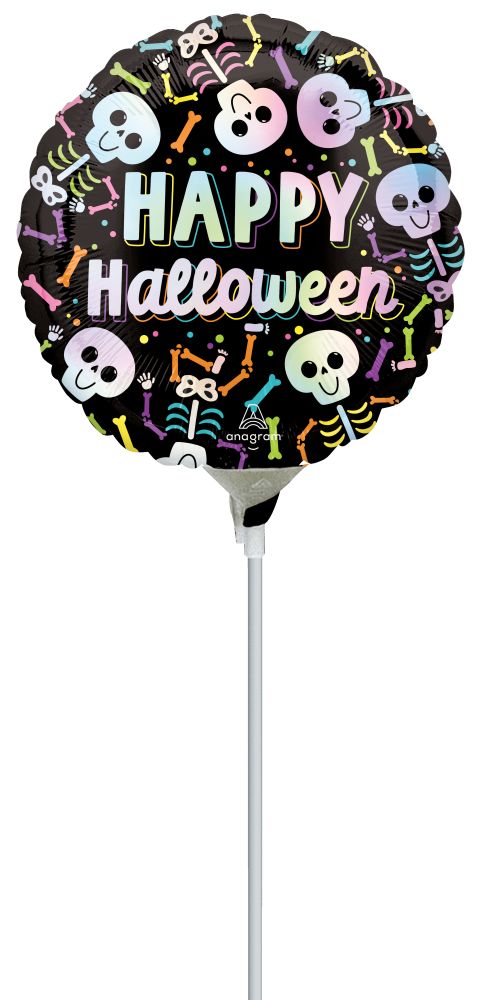 04" Bare Bones Halloween Balloon (Inflated with Cup and Stick)