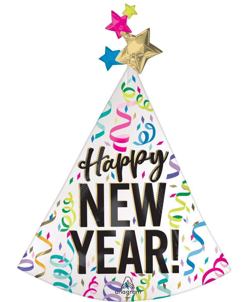 SuperShape Satin Confetti Cheer New Year Balloon