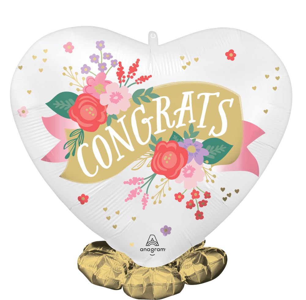 Frillz Satin Floral Toast Congrats Balloon