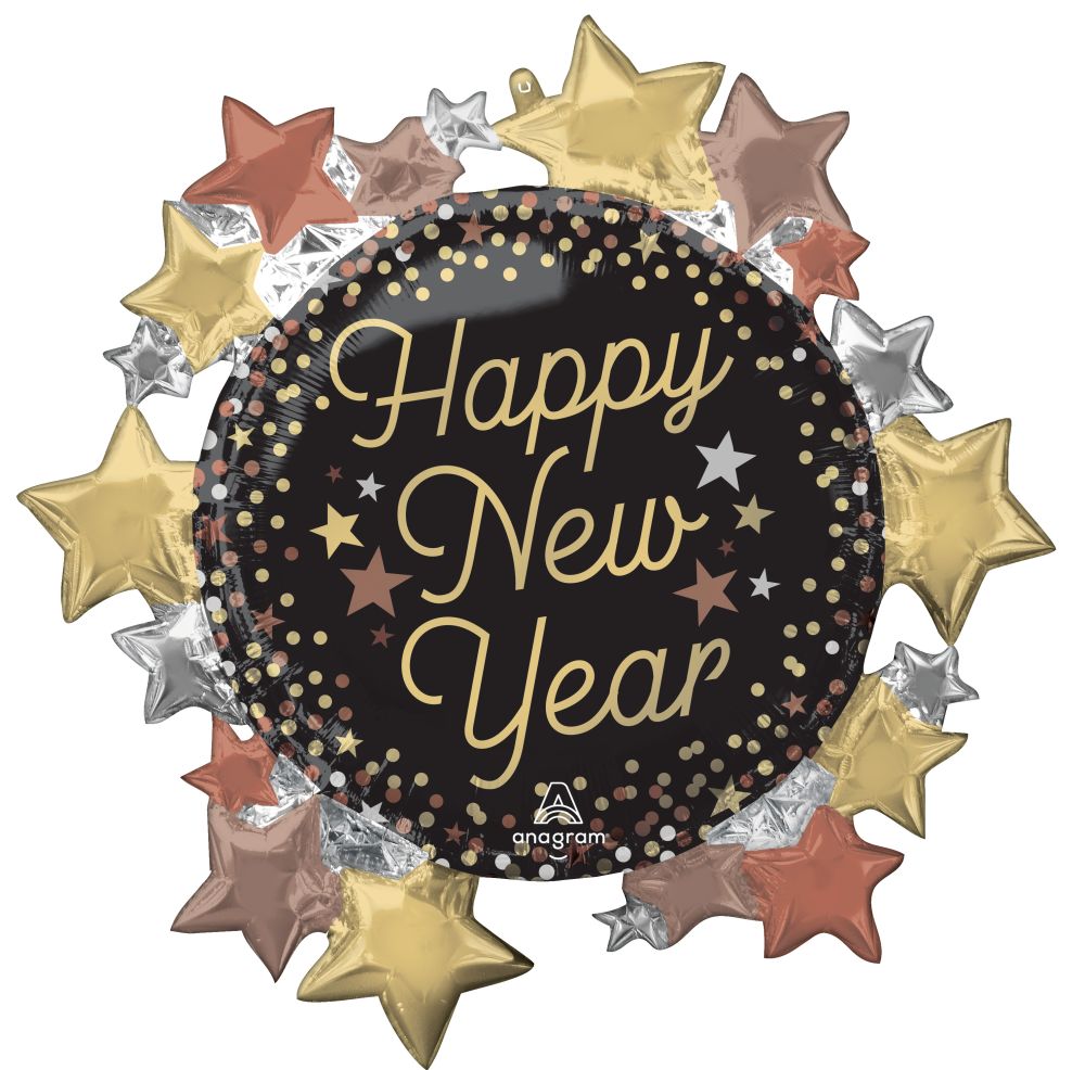 SuperShape Luxe New Year Stars Balloon