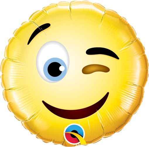 09" Smiley Wink Balloon (Inflated with Cup and Stick)