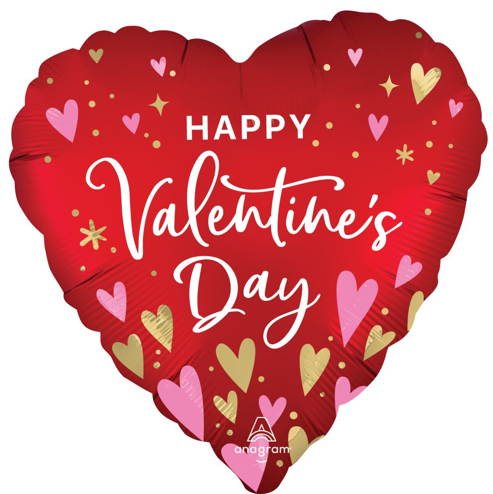 Standard Satin Happy Valentines Day Heartfelt Elegance Balloon
