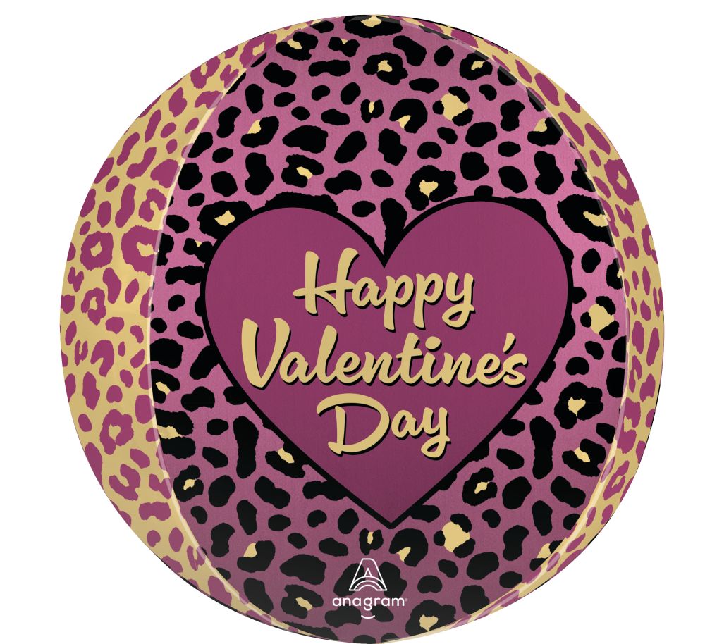 Orbz Satin Happy Valentines Day Leopard Luxe Balloon