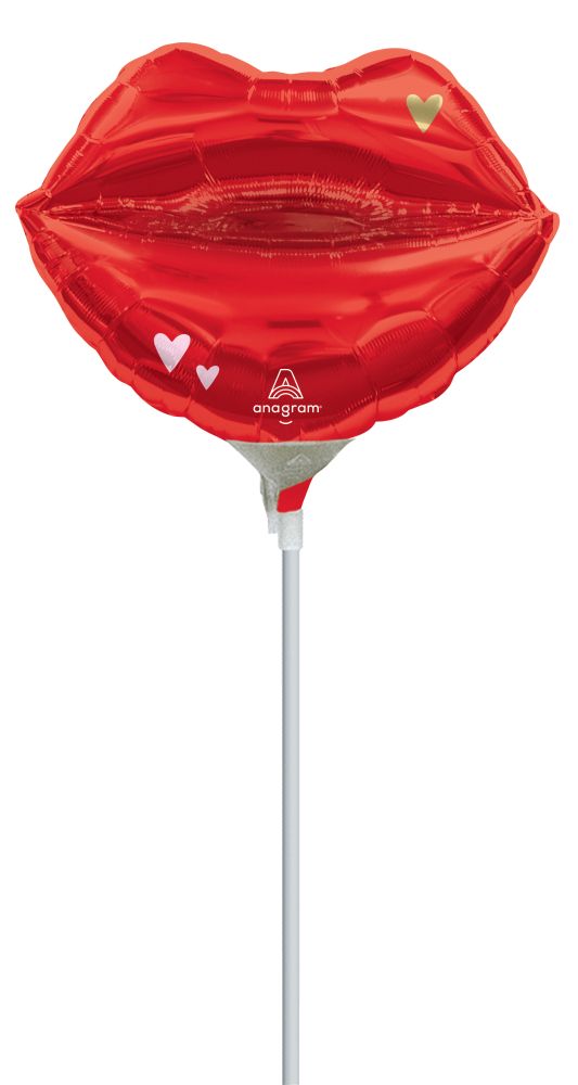 MiniShape Valentine Vibes Lips Balloon (Inflated with Cup and Stick)