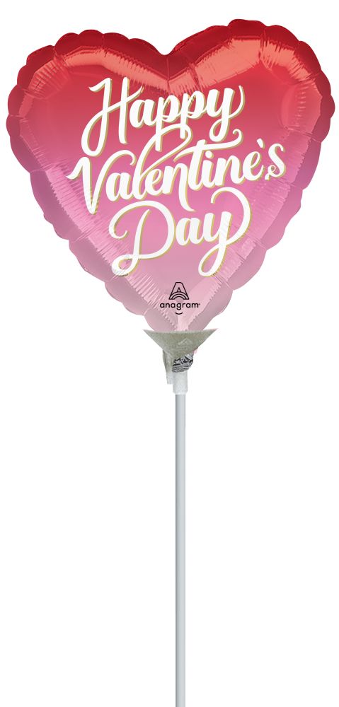 09" Happy Valentines Day Dreamy Heart Hues Balloon (Inflated with Cup and Stick)