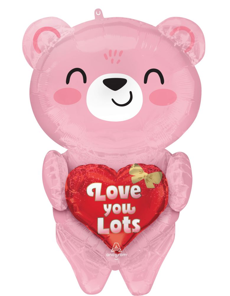 Multi-Balloon Blush Bear Hugs Balloon